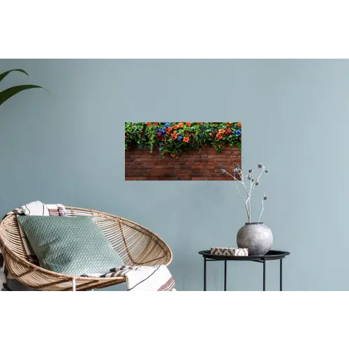 Bloemen - Muur - Groen - Oranje Muursticker klein -plant
