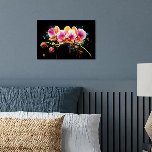 Orchidee - Graffiti - Kleurrijk - Bloemen - Abstract poster papier klein -sfeer2