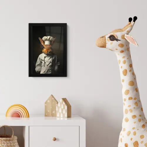 Konijn - Kok - Dier fotolijst zwart zonder passe partout klein -usfeer4_kinderkamer