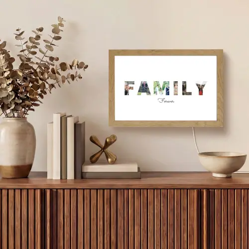 Family - Lettercollage Light Box met kabel (Tafellamp) klein -sfeer2