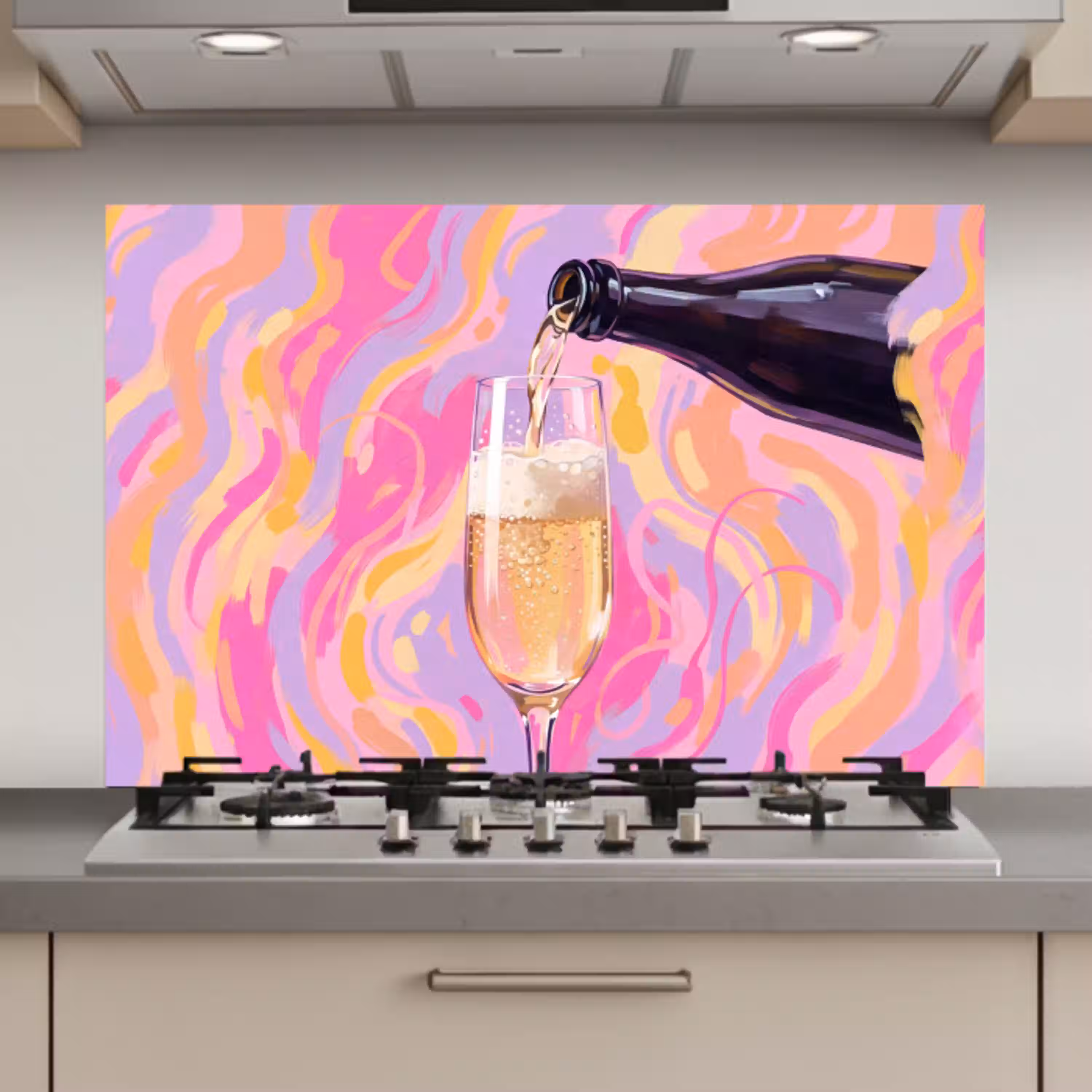 Drank - Inschenken - Feest - Abstract - Roze keuken achterwand spatscherm klein -3d_website