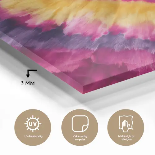 Tie dye - Hartvorm - Vlammen - Oranje plexiglas 5mm klein -sfeer2