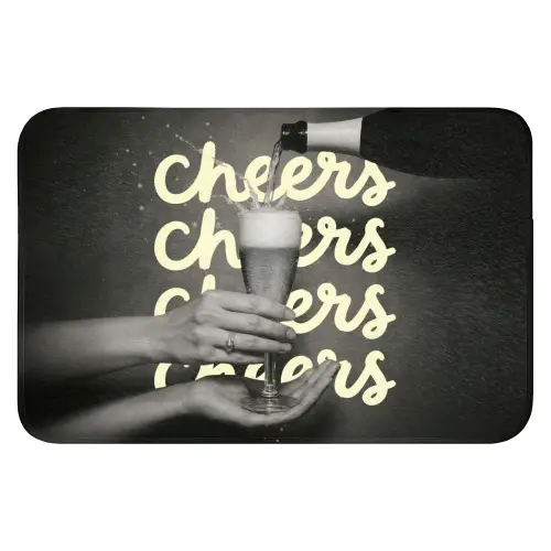Cheers - Wijn - Zwart - Wit Badmat klein -3d