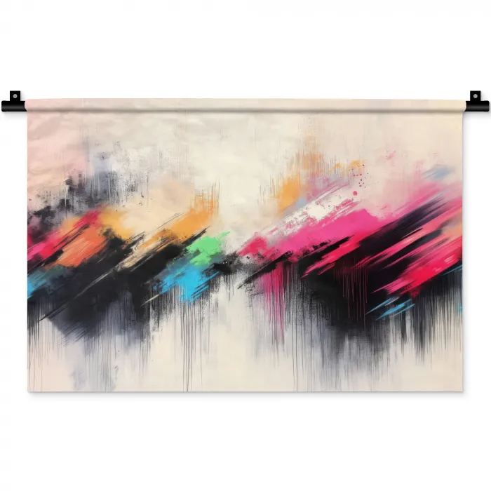 Dynamisch - Abstract - Kleurrijk - Zwart Wandkleed katoen klein -zz3d