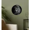 Leeuw - Ogen - Oranje - Zwart wit - Dieren - Portret Wandcirkel behangsticker klein -sfeer2