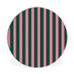 Verticale strepen - Groen - Roze Wandcirkel aluminium klein 190 -3d