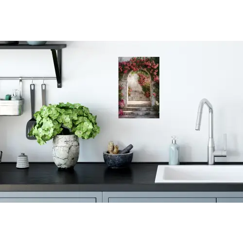 Doorkijk - Rozen - Vintage - Poort Muursticker klein -keuken
