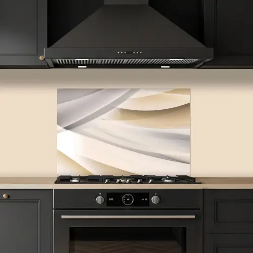 Golven - Abstract - Beige keuken achterwand spatscherm klein -sfeer1