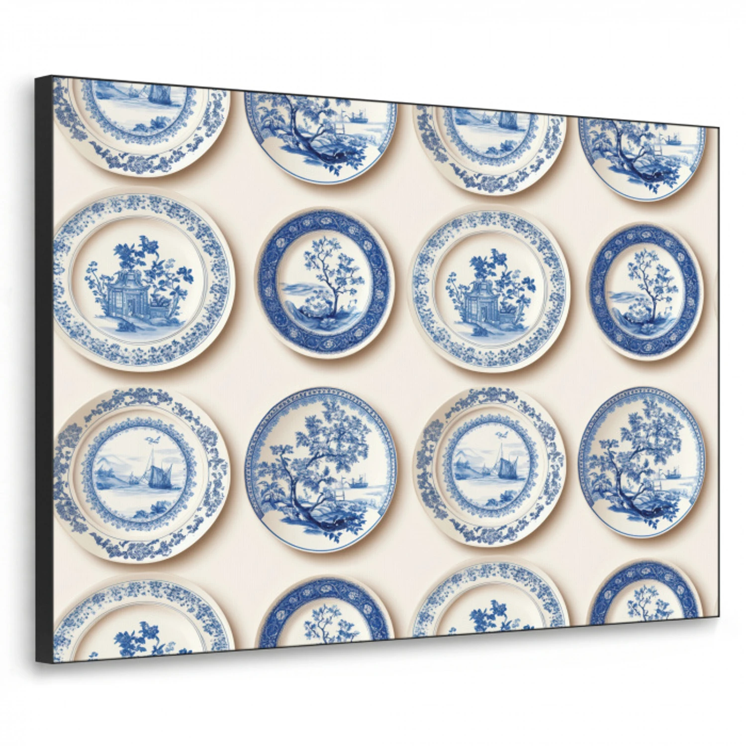 Borden - Bomen - Planten - Blauw Textielframe zwart klein 947 -3d