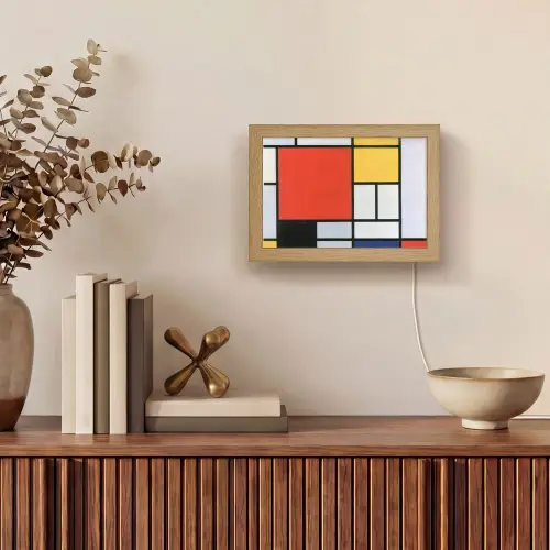 Kunst - Mondriaan - Oude meesters - Compositie 2 Light Box met kabel (Tafellamp) klein -sfeer2