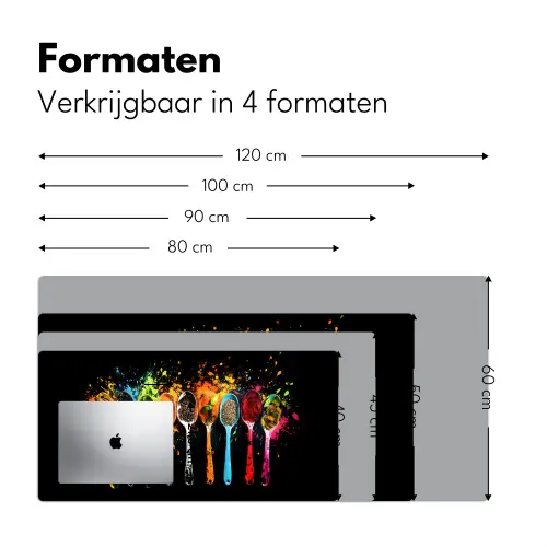 Lepels - Kruiden - Modern - Graffiti - Verf - Kleurrijk Muismat XXL klein -sfeer5