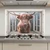 Schotse hooglander - Koe - Berg - Doorkijk keuken achterwand spatscherm klein -3d_website