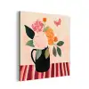 Vaas - Bloemen - Vlinder - Rood aluminium wit klein -3d