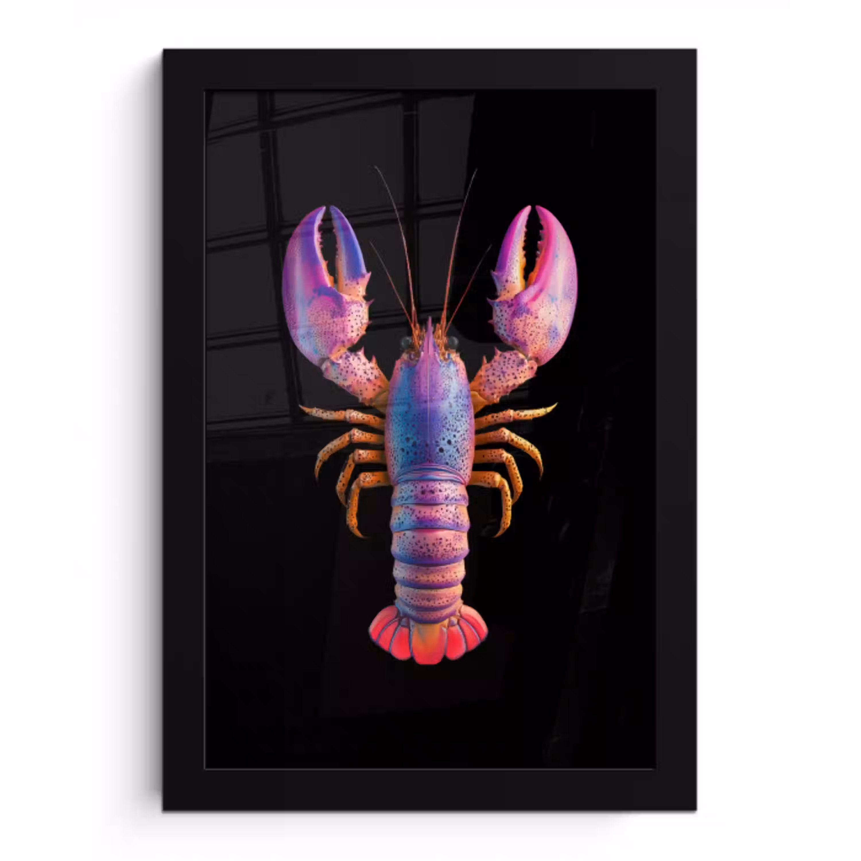 Kreeft - Paars - Roze - Zwart - Stippen - Lila fotolijst zwart zonder passe partout klein -3d