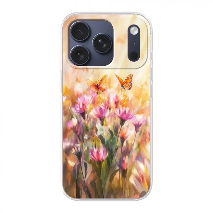 Vlinders - Oranje - Bloemen Telefoonhoesje iPhone 17 Pro klein -3d