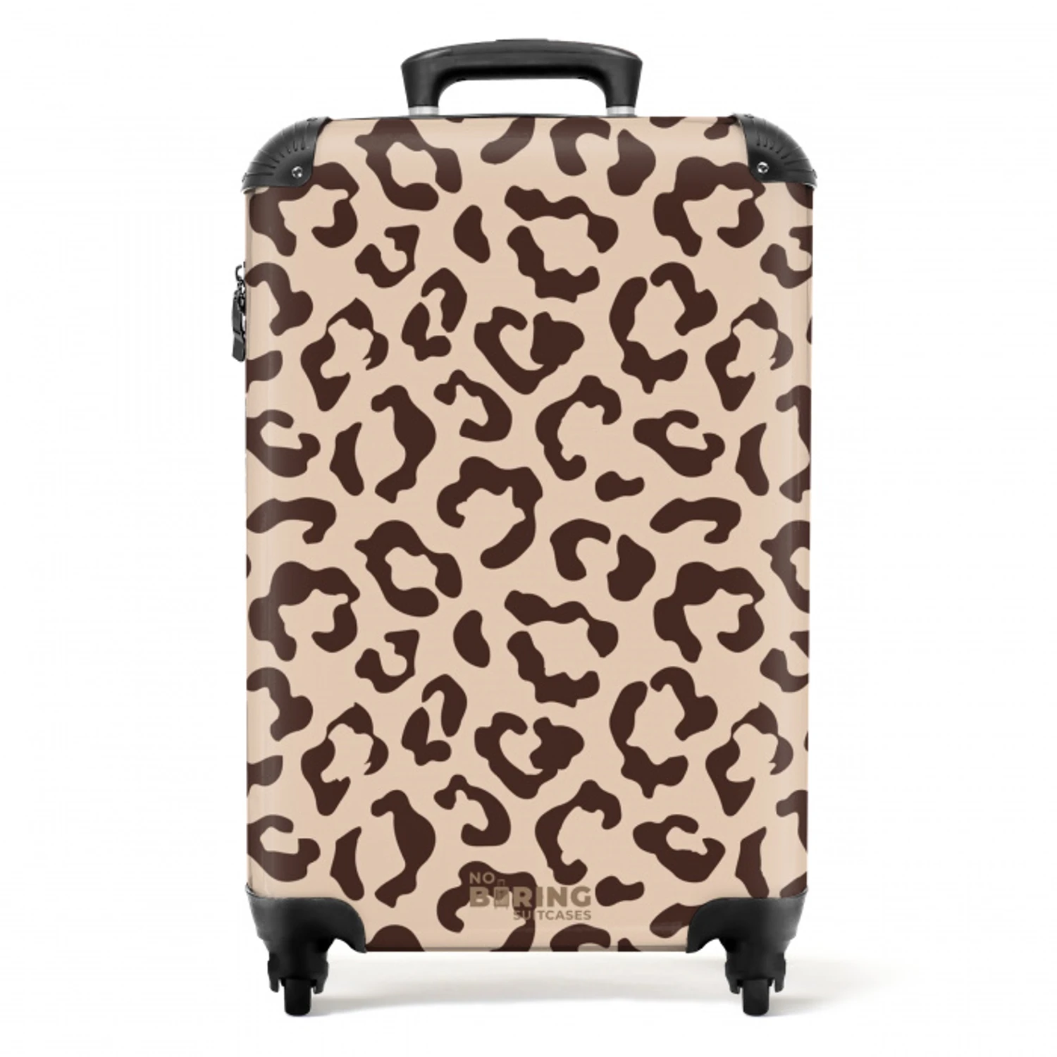 Dierenprints - Panterprint koffer in bruin en beige NBS - Handbagage koffer - Unisex middel -productfoto_recht