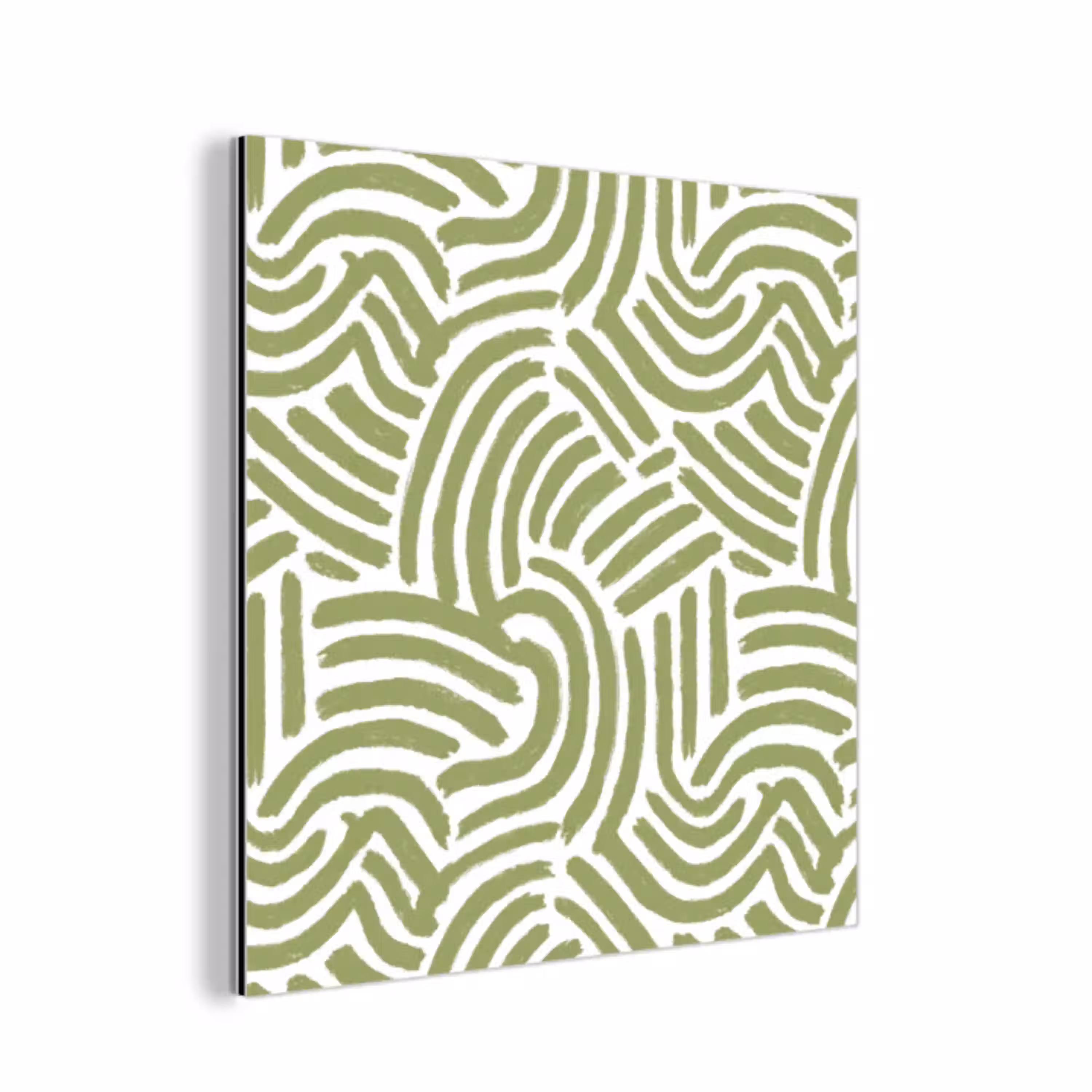 Saliegroen - Abstract - Bogen - Handgetekend - Patroon aluminium wit klein 46 -3d