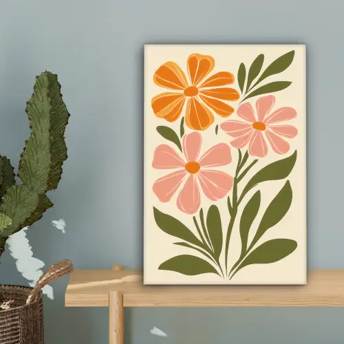 Minimalistisch - Bloemen - Bladeren - Roze canvas 2cm klein -sfeer4