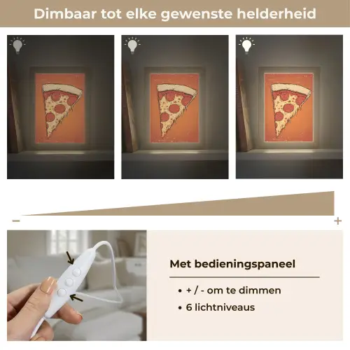 Pizza - Kaas - Rood - Pepperoni Light Box met kabel (Tafellamp) klein -USP_dimbaarNL