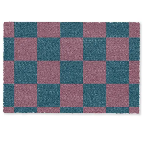 Schaakbord print - Blauw - Rood - Blokjes Deurmat klein -zkaufland3d
