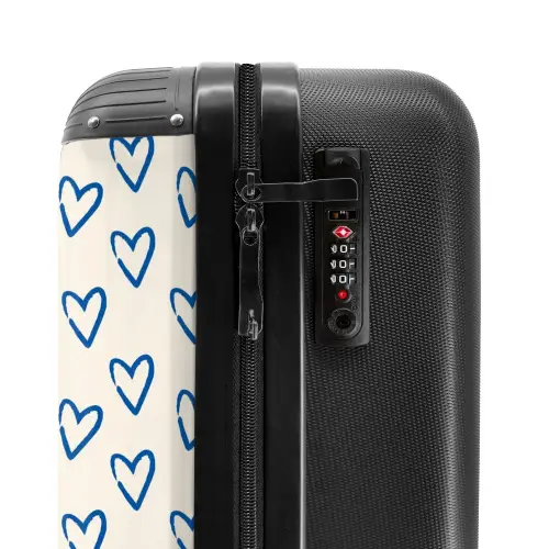 Patronen - Patroon van blauwe hartjes NBS - Handbagage koffer - Kinderen Unisex middel -slot