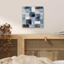 Patroon - Blauw - Vierkanten aluminium wit klein -sfeer3