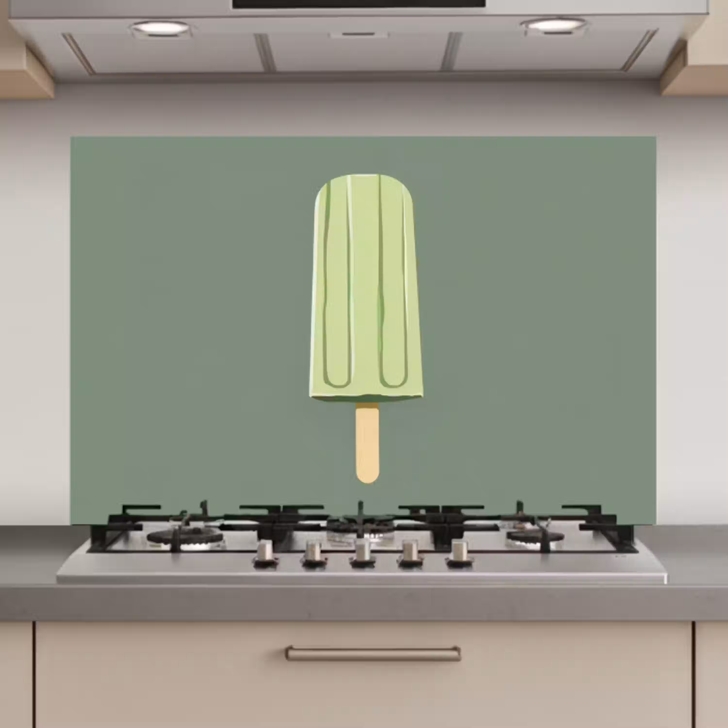 Groen - Waterijsje - Stokje - Illustratie keuken achterwand spatscherm klein -3d_website