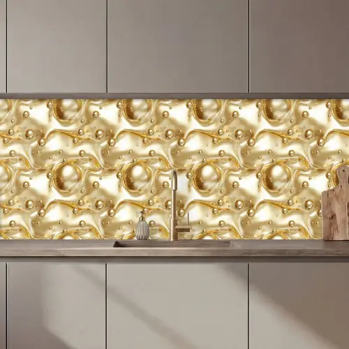 Vloeibaar - Druppels - Goud keuken achterwand 2 middel 871 zz_3dshopping