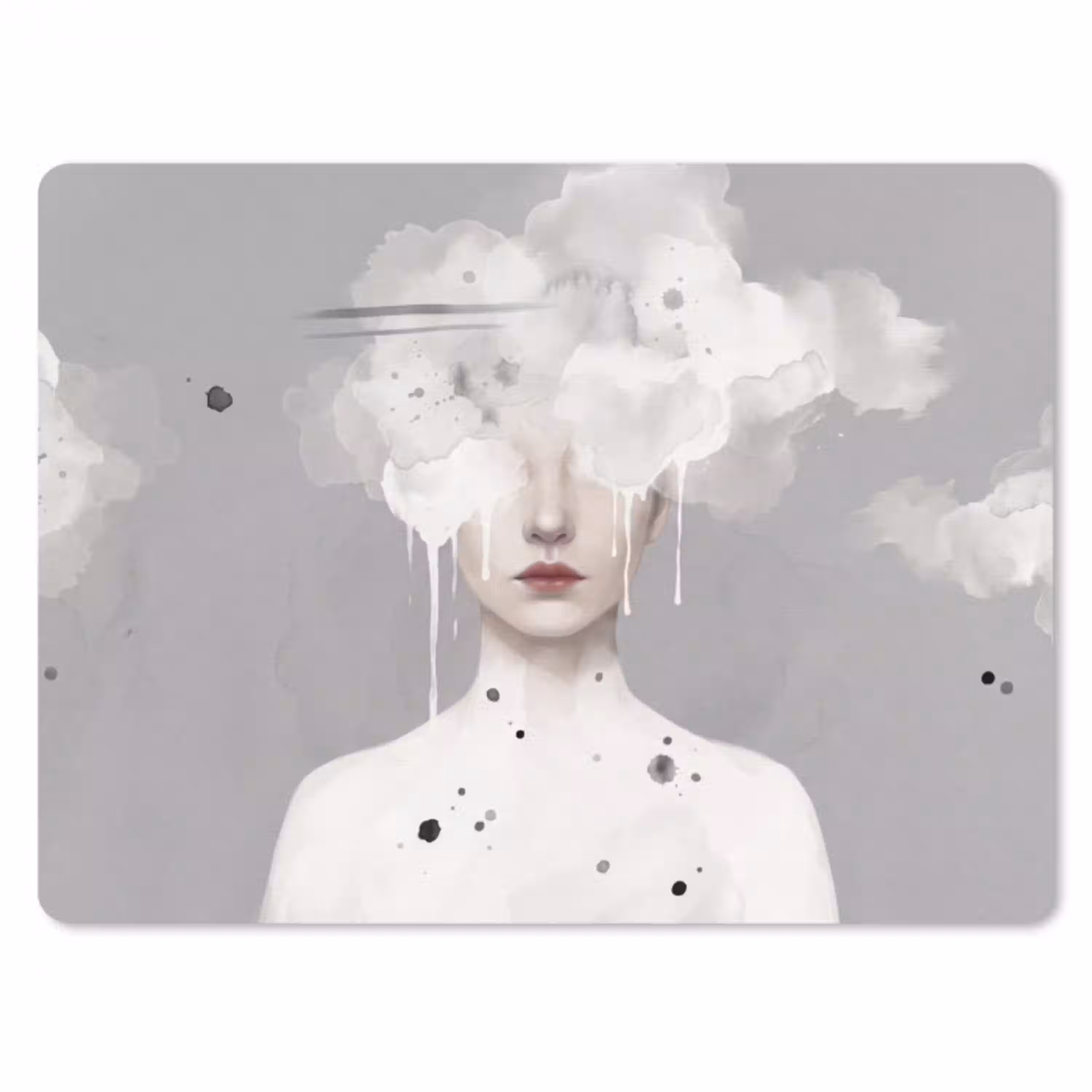 Vrouw - Wolk - Grijs muismat rubber klein -3d