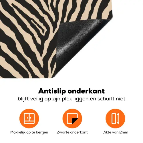Zebra - Klassiek - Zwart Inductie beschermer vinyl 3mm klein 276 -zzzzzzz-td-onderkant