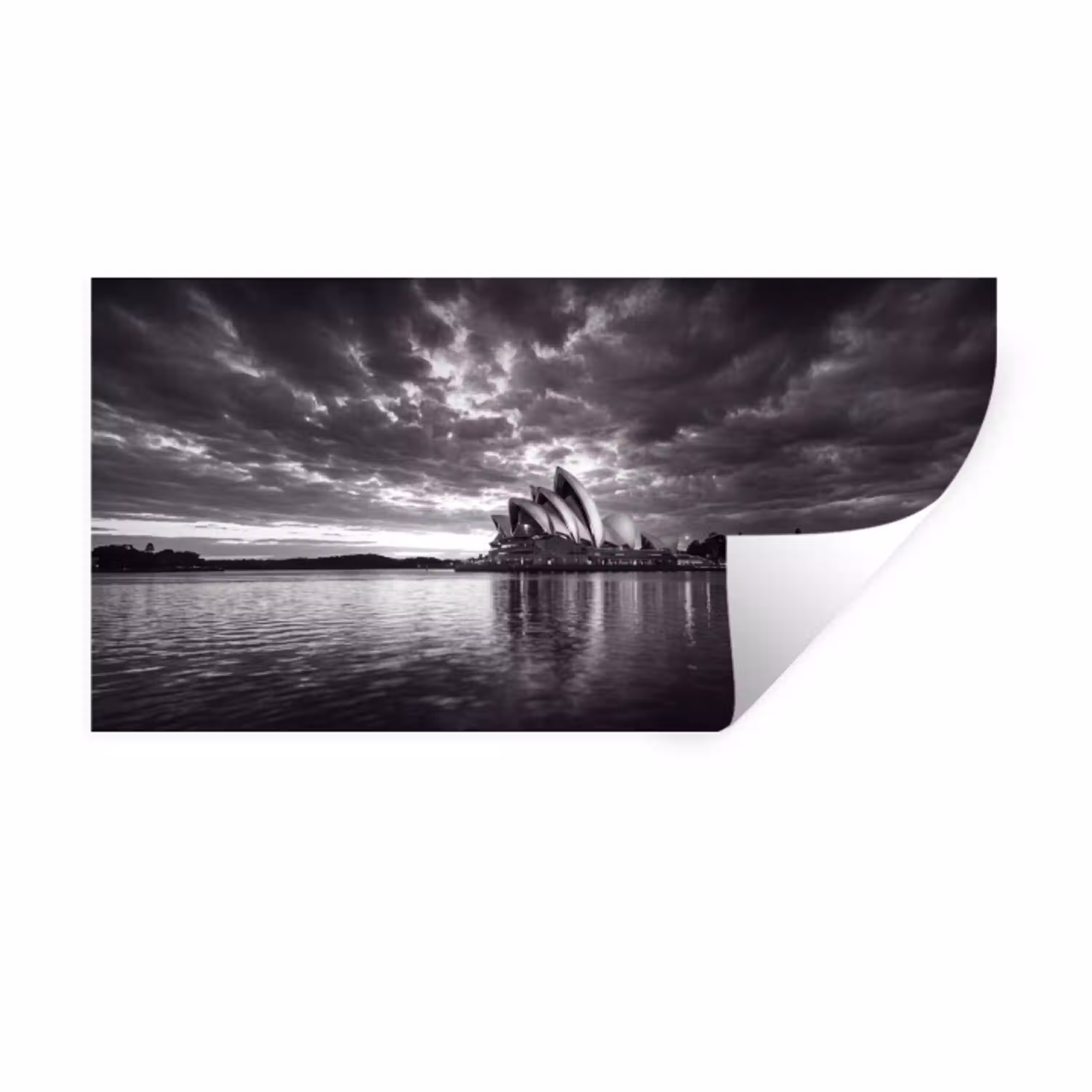 Architectuur - Water - Stad - Modern - Zwart-wit Muursticker klein -3d
