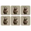 Neushoorn - Witte bloemen - Lief onderzetter kurk middel -3d