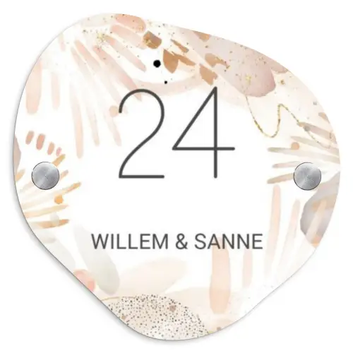 Abstract beige - Klassiek Naambord Organisch middel -3d