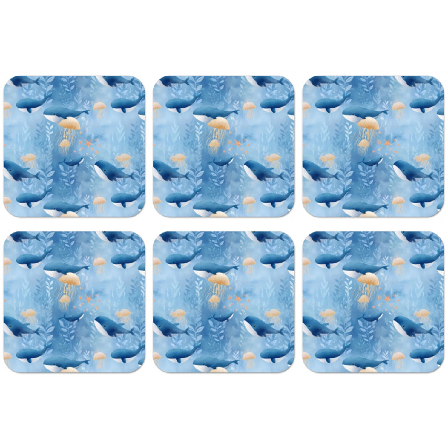 Walvissen - Oceaan - Blauw onderzetter kurk middel 366 -zkaufland3dotto
