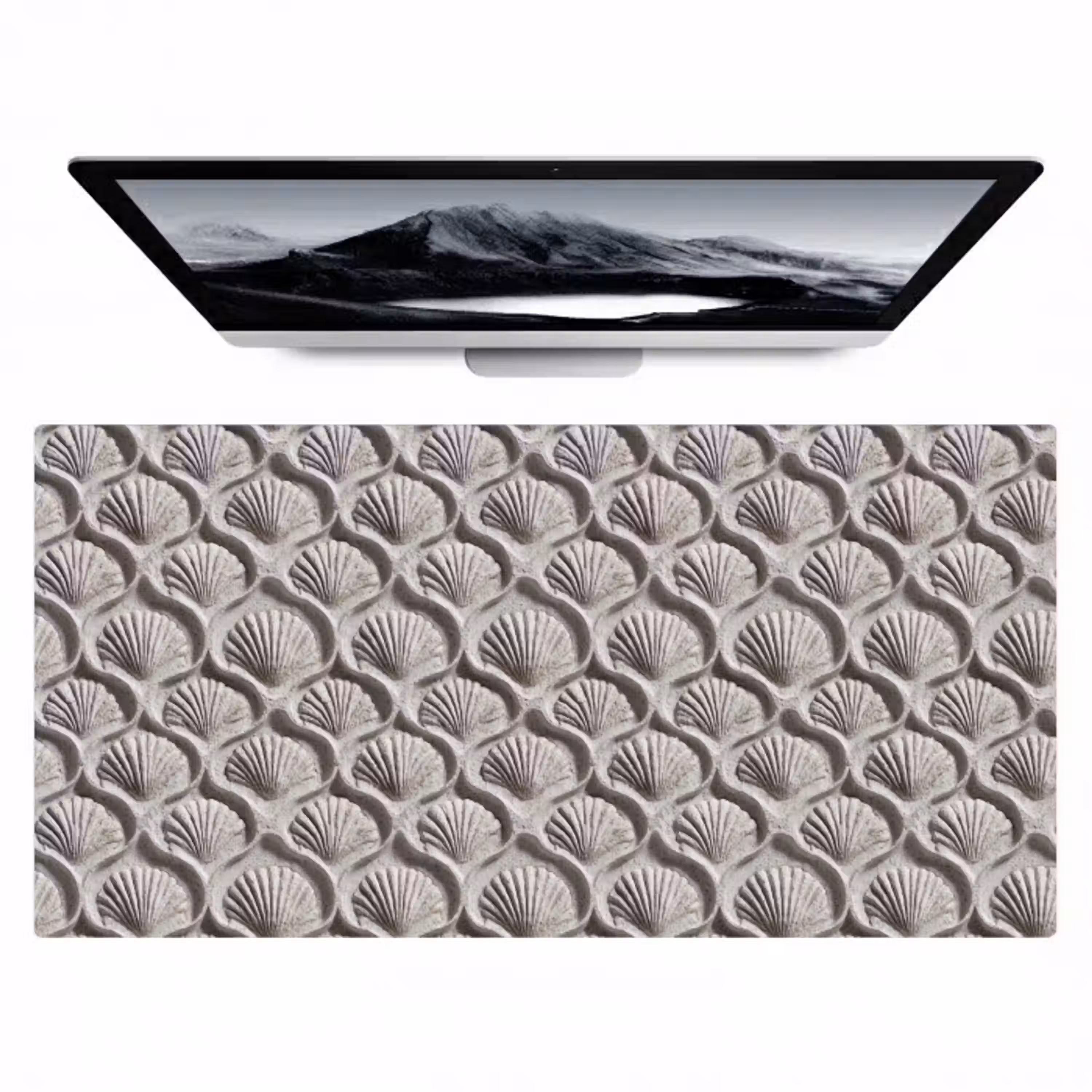 Zand - Schelpenvorm - Grijs Muismat XXL klein 681 -zzz3d