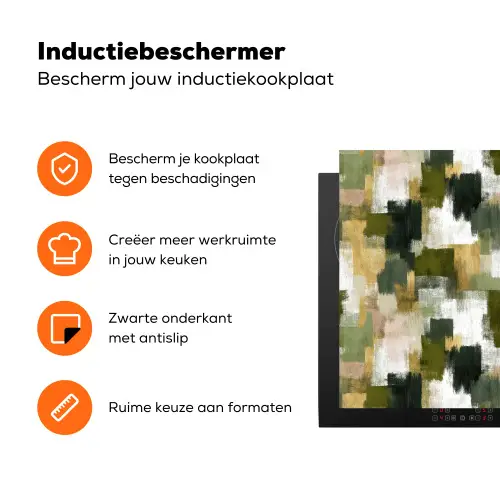 Penseelstrepen - Mos - Groentinten Inductie beschermer vinyl 3mm klein 276 -zzzzzzz-td-ups