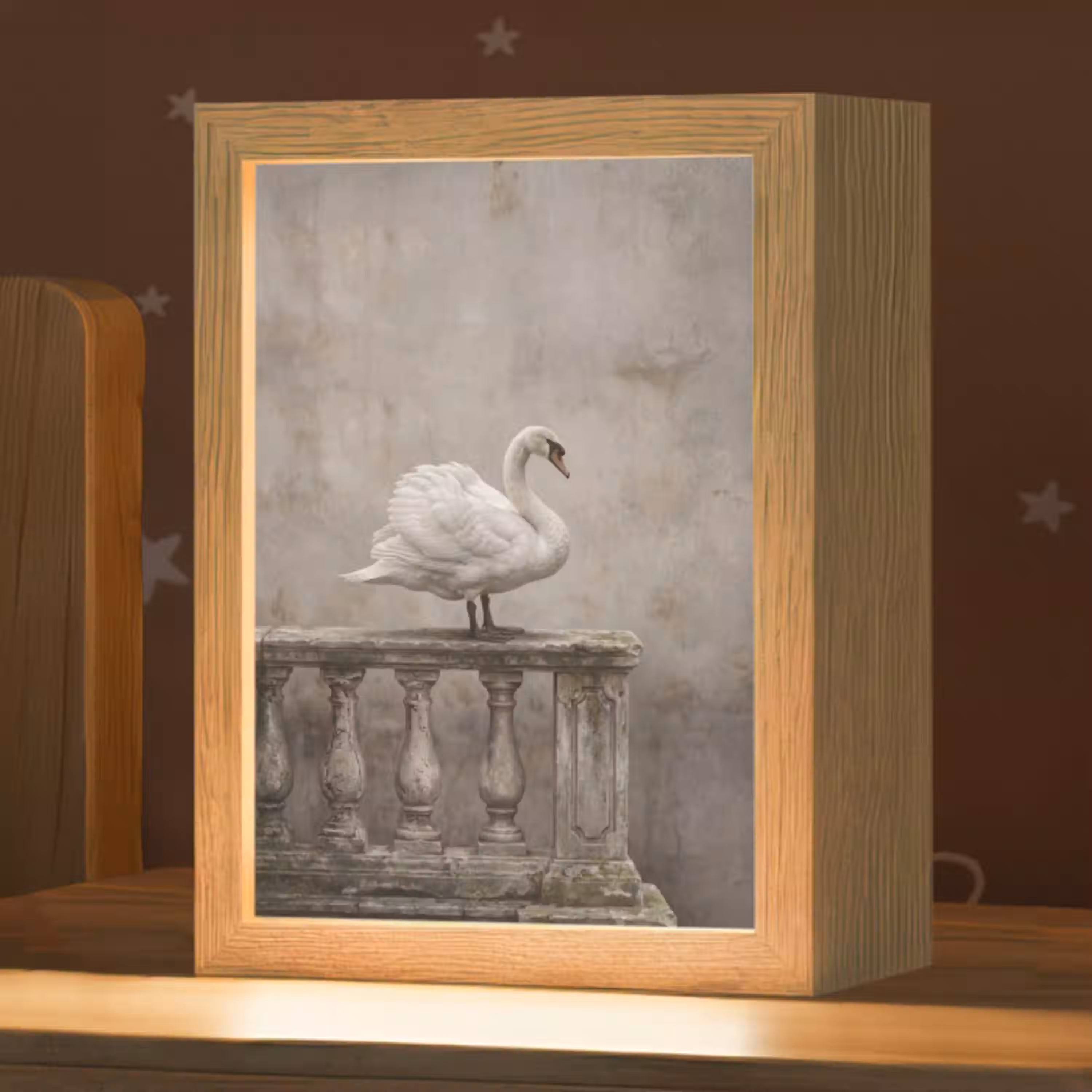 Zwaan - Elegant - Dieren - Wit Light Box met kabel (Kinderlampje) klein -zzz_3d_website