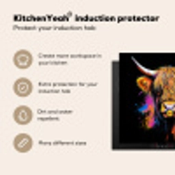 Schotse Hooglander - Graffiti - Kleurrijk - Bloem - Dieren Inductie beschermer vinyl 3mm middel -vsfeer2_ENG