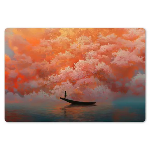 Zee - Boot - Wolken - Oranje Placemat vinyl groot -zzsfeer1_Kitchenyeah-website