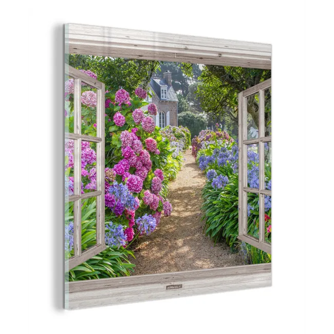 Hortensia - Doorkijk - Bloemen - Zomer - Paars - Pad plexiglas 5mm klein -z3d