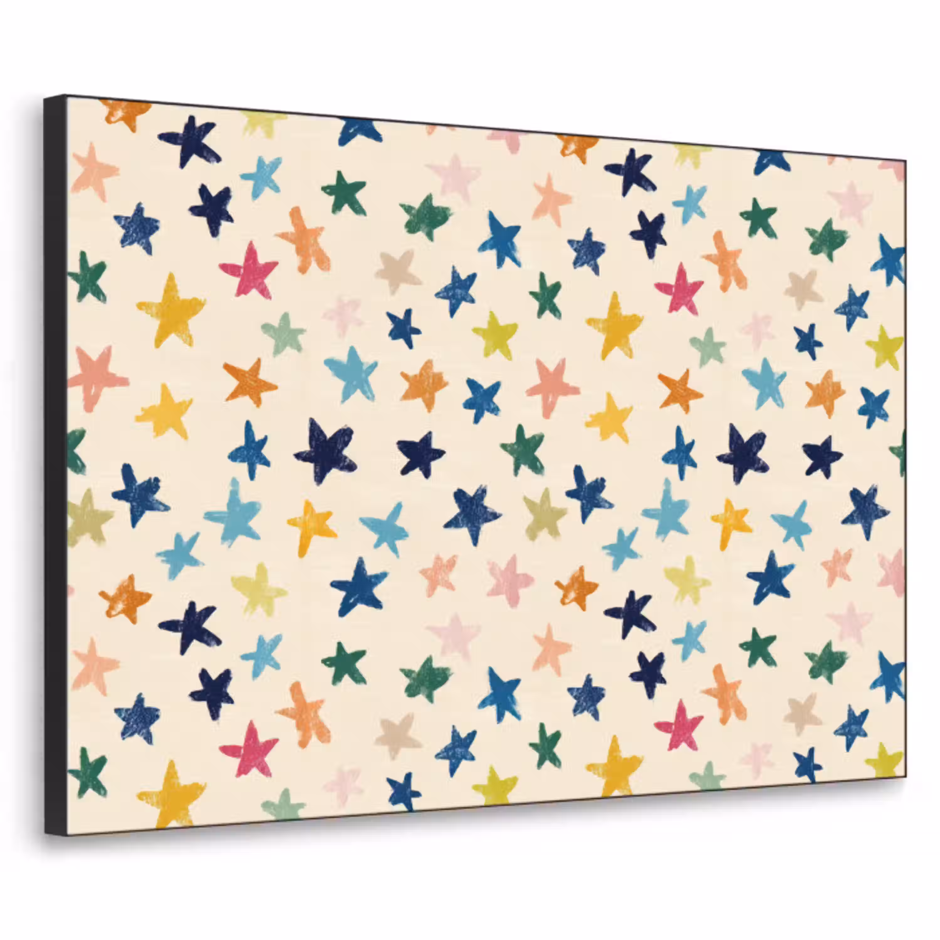 Patroon - Sterren - Kleurrijk Textielframe zwart klein 947 -3d