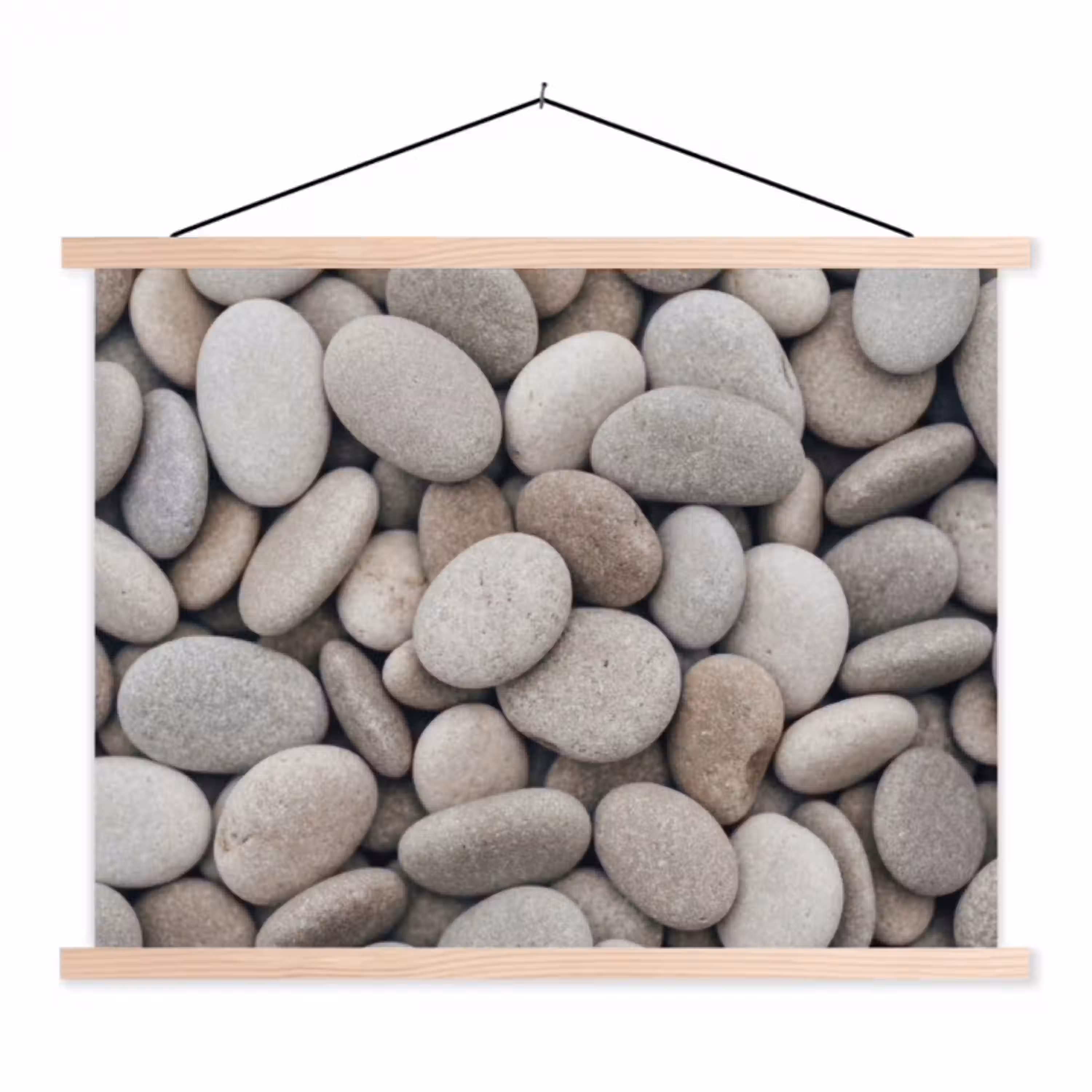 Kiezels - Stenen - Grijs textielposter latten blank klein -3d