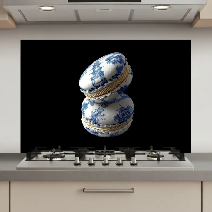 Eten - Macarons - Delfts blauw - Koekjes keuken achterwand spatscherm klein -3d_website