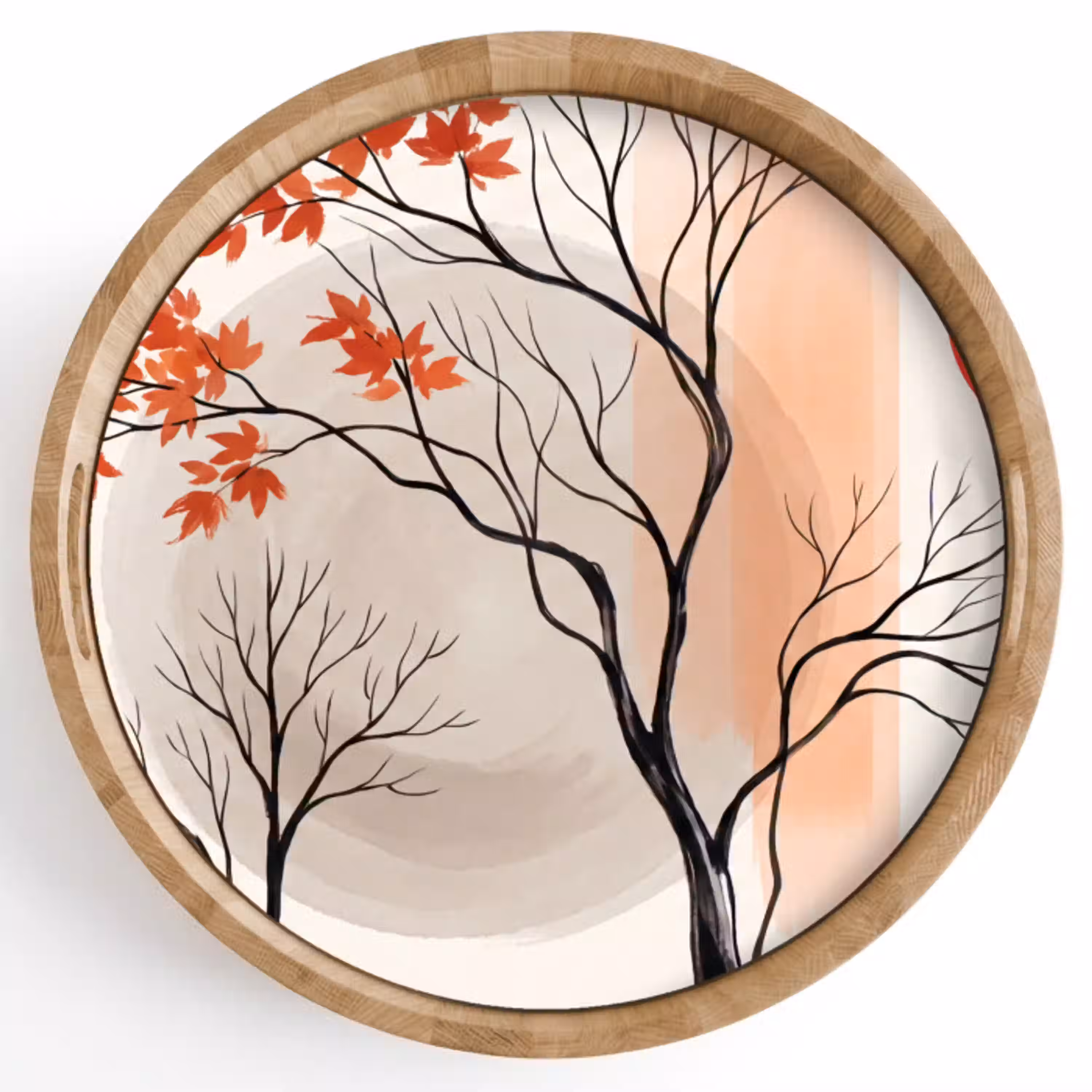 Boom - Rood - Abstract Dienblad Rond middel -z3d_shopping
