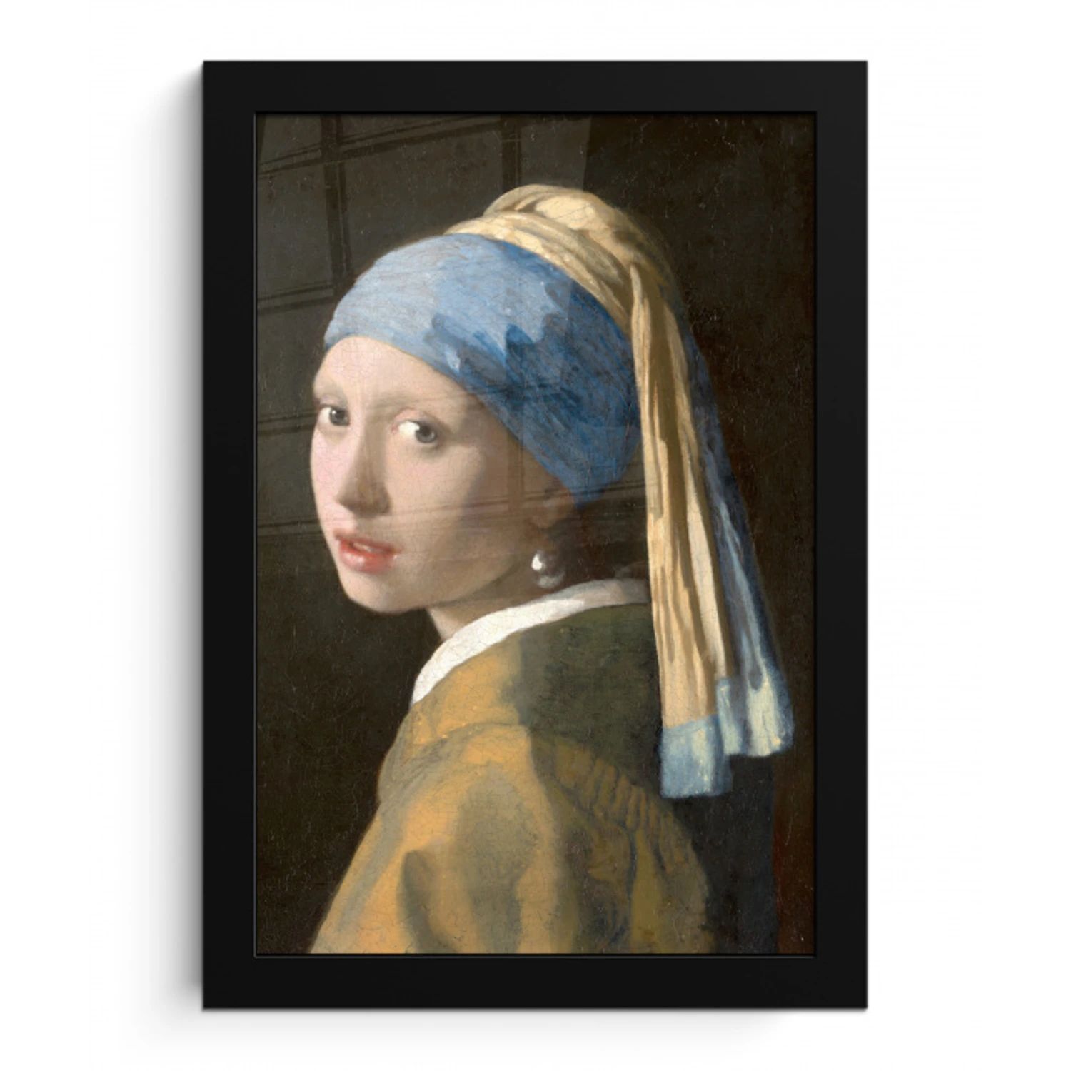 Meisje met de Parel - Schilderij van Johannes Vermeer fotolijst zwart zonder passe partout klein -3d