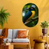 Vogel - Tak - Geel - Bladeren Wandcirkel Ovaal Glas middel -sfeer4
