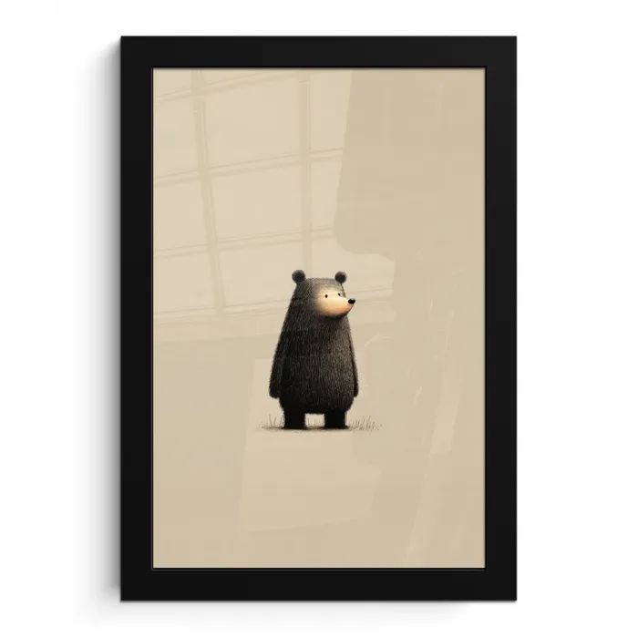 Beer - Donkerbruin - Minimalistisch fotolijst zwart zonder passe partout klein -3d