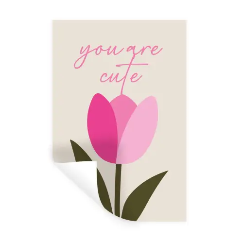 Tulp - Roze - Valentijn - Bloem Muursticker klein -3d