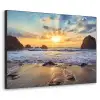 Strand - Zonsondergang - Natuur - Zee - Landschap Textielframe zwart klein -3d