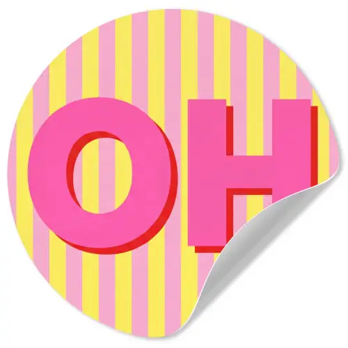 Tekst - Strepen - Roze Wandcirkel behangsticker klein -3d